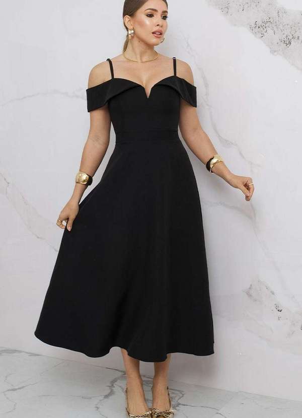 Miss Misses - Vestido Miss Misses Flavia Ombro a Ombro Preto