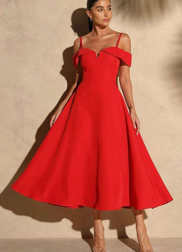 Miss Misses - Vestido Miss Misses Flavia Ombro a Ombro Vermelho