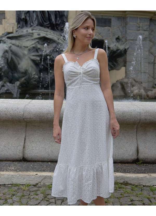 Miss Misses - Vestido Miss Misses Laise com Amarracao Busto Branco Branco