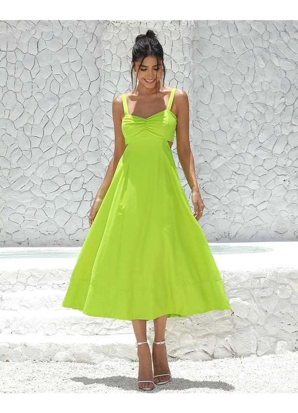 Miss Misses - Vestido Miss Misses Midi Alfaiataria com Alcas Verde Verde