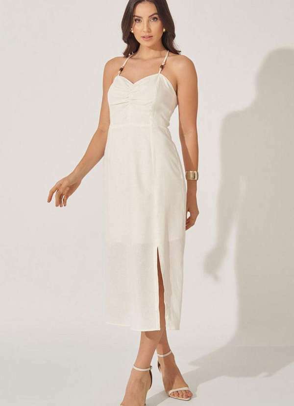 Miss Misses - Vestido Miss Misses Paula Linho Off White Branco
