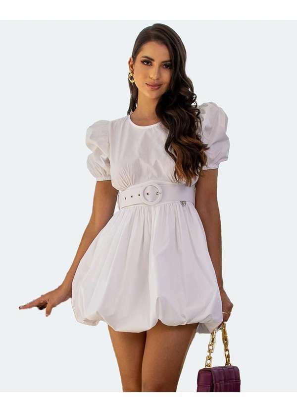 Miss Misses - Vestido Miss Misses Rodadinho Balone Branco Branco