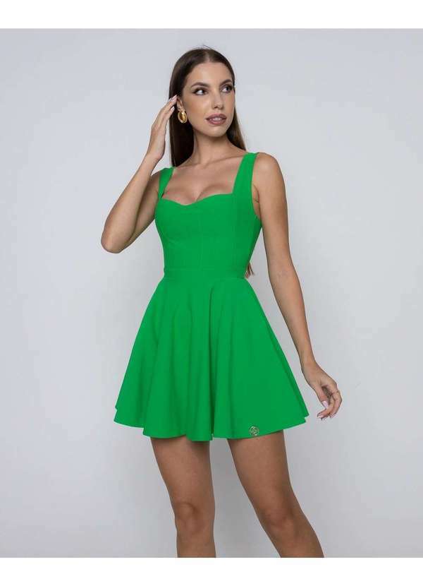 Miss Misses - Vestido Miss Misses Rodado Regata com Bolso Verde Verde
