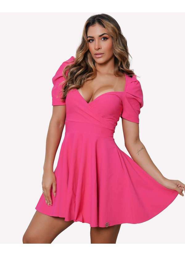 Miss Misses - Vestido Miss Misses Rodado Transpassado Pink Rosa