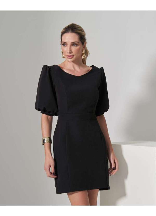 Miss Misses - Vestido Miss Misses Tubinho Aberto Costas Preto Preto