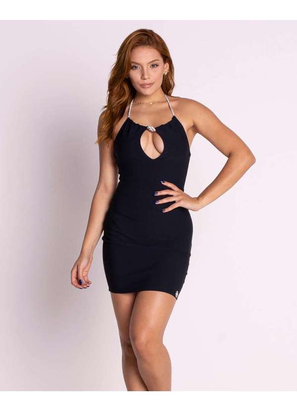 Miss Misses - Vestido Miss Misses Tubinho Amarracao Brilho Preto Preto