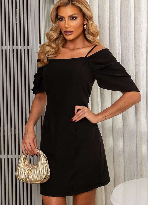 Miss Misses - Vestido Miss Misses Tubinho C/Gode Preto Preto