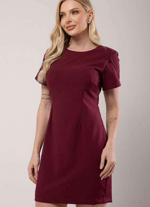 Miss Misses - Vestido Miss Misses Tubinho C/Ombreira Bordo Preto