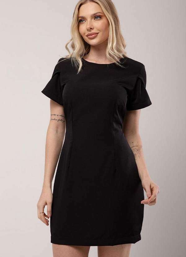 Miss Misses - Vestido Miss Misses Tubinho C/Ombreira Preto Preto