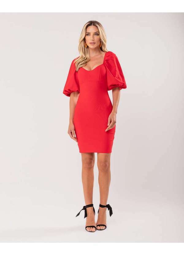 Miss Misses - Vestido Miss Misses Tubinho com Bojo Vermelho Vermelho