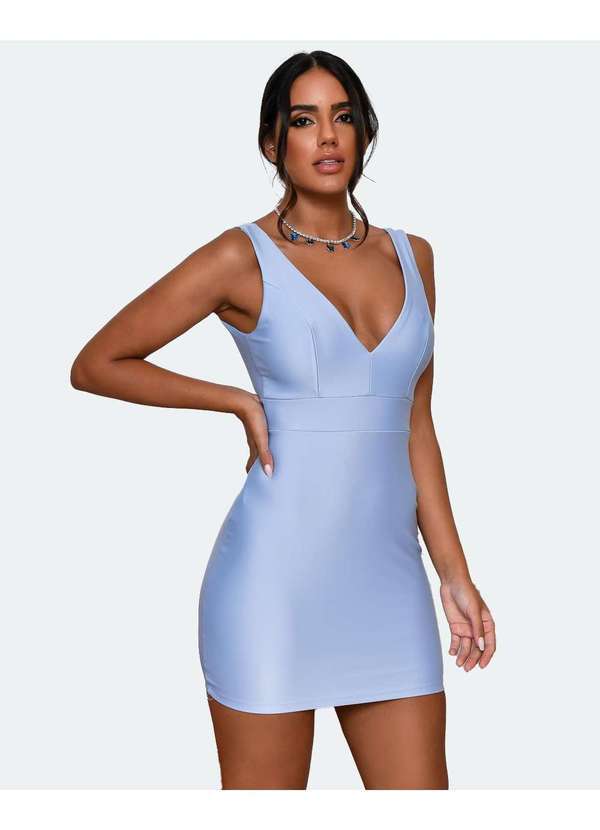 Miss Misses - Vestido Miss Misses Tubinho Transpassado nas Costas Azul Azul