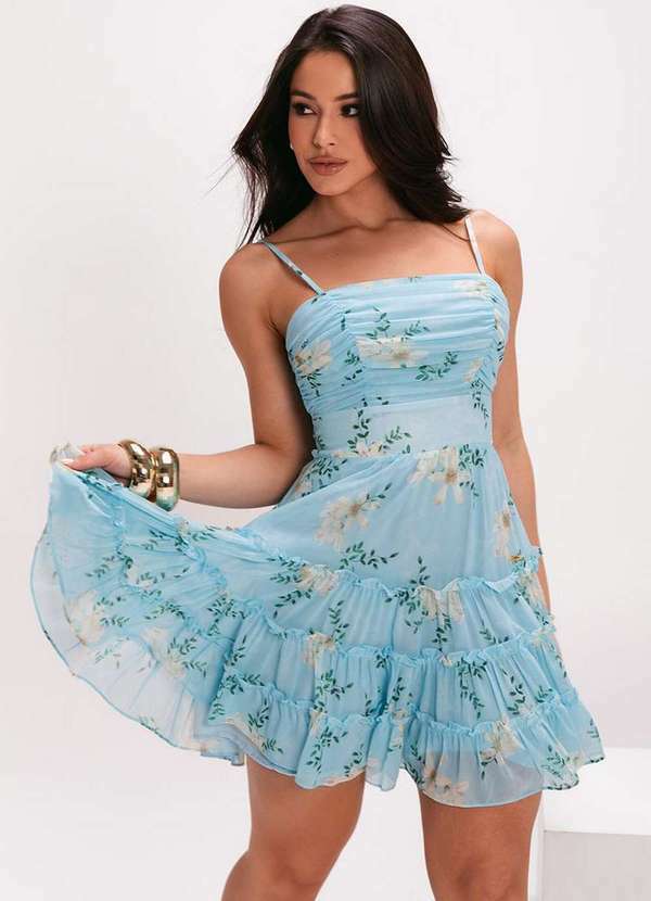 Oxigenio - Vestido Oxigenio Curto Rodado Duda Azul