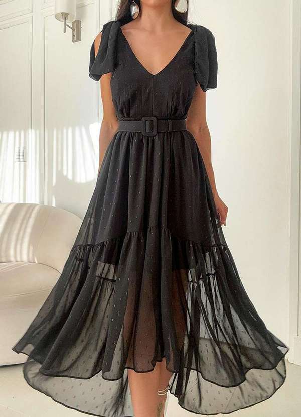 Oxigenio - Vestido Oxigenio Midi Daniela Preto Preto 3