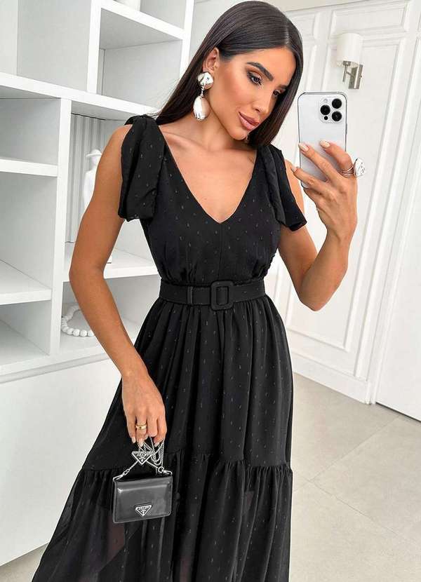 Oxigenio - Vestido Oxigenio Midi Daniela Preto Preto 4