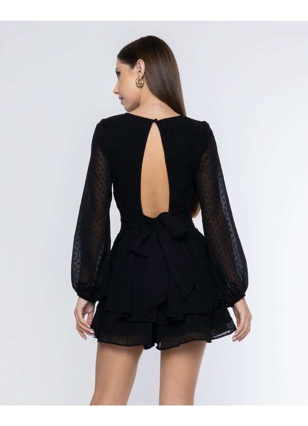 Oxigenio - Vestido Oxigenio Rodado Drapeado Preto Preto 2