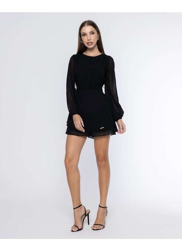 Oxigenio - Vestido Oxigenio Rodado Drapeado Preto Preto 4