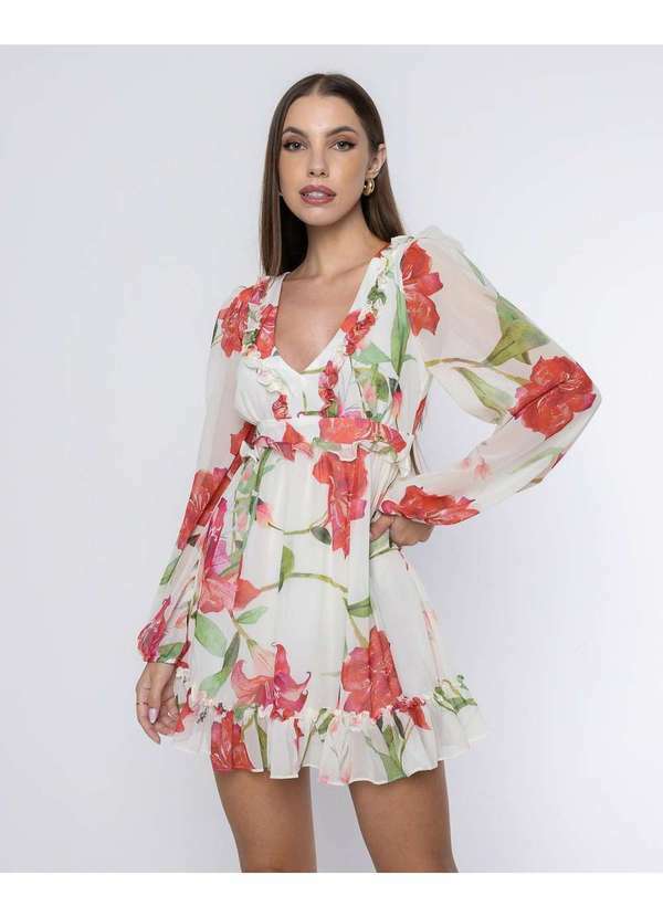 Oxigenio - Vestido Oxigenio Rodado Manga Longa Vermelho Vermelho