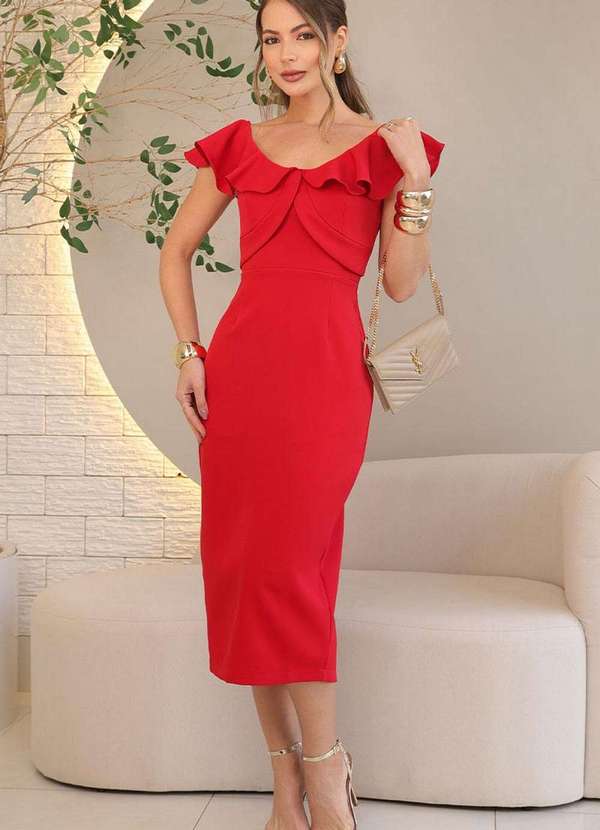 Miss Misses - Vestido Roselene Md C/Babado Gola Preto