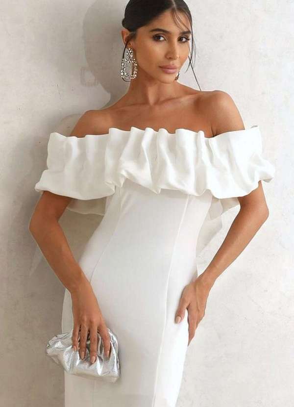 Miss Misses - Vestido Sabrina Tubinho com Babados Branco 3