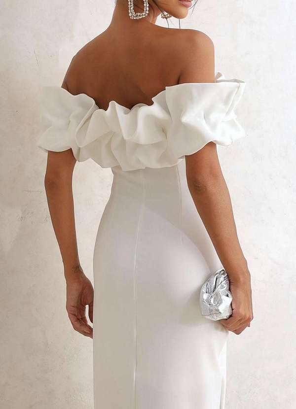 Miss Misses - Vestido Sabrina Tubinho com Babados Branco 4