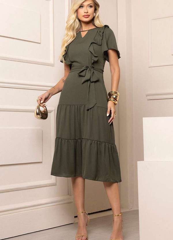 Miss Misses - Vestido Silvia com Guipir e com Faixa Verde