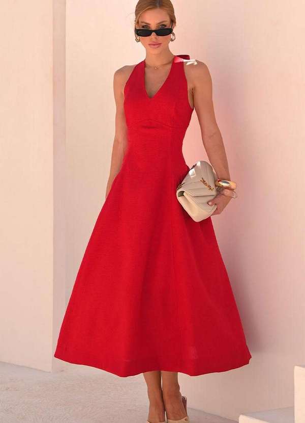 Miss Misses - Vestido Sonia Decote V Vermelho