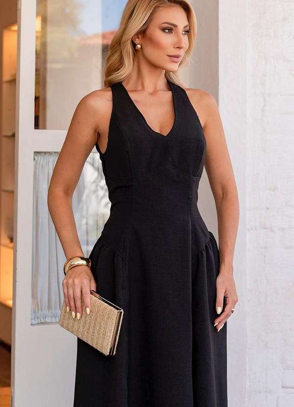 Miss Misses - Vestido Sonia Decote V Preto 5