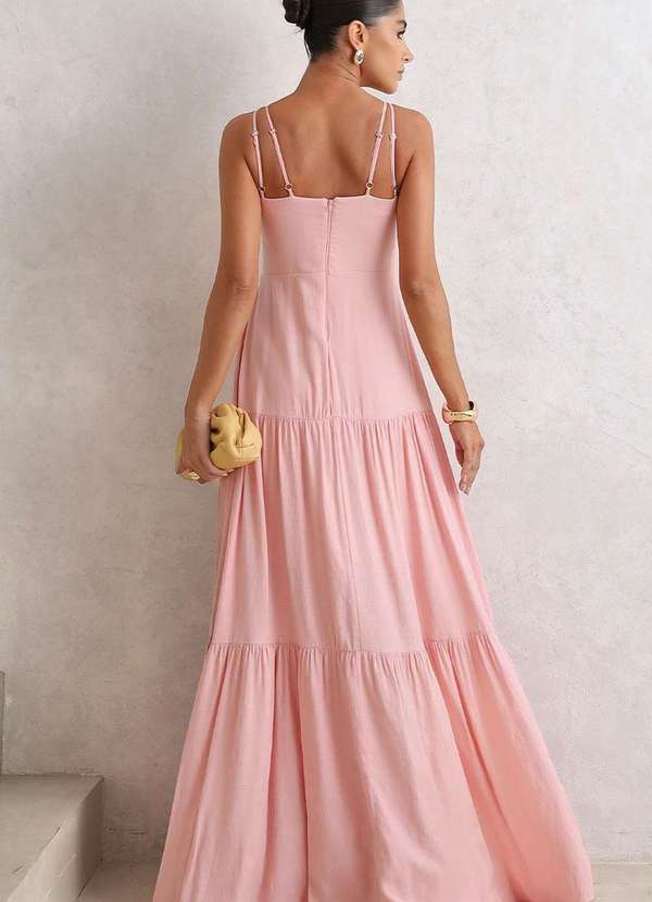 Miss Misses - Vestido Val Longo com Detalhe Guipir Rosa 2