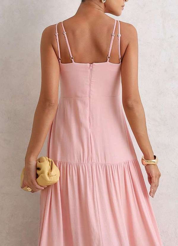 Miss Misses - Vestido Val Longo com Detalhe Guipir Rosa 4