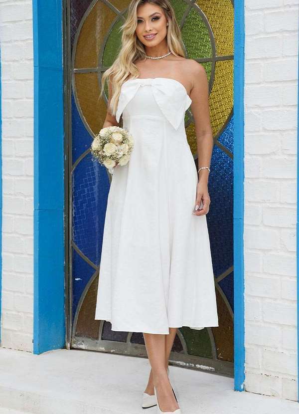 Miss Misses - Vestido Vania Tqc com Laco e com Ziper Branco