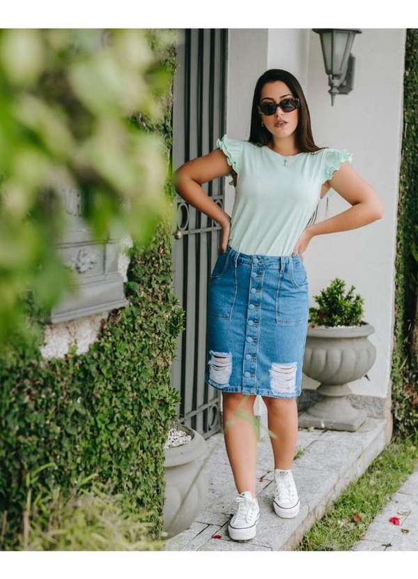 Saia Jeans Moda Modas EvangÃ©licas 2019 Plus Size Moda De Saia