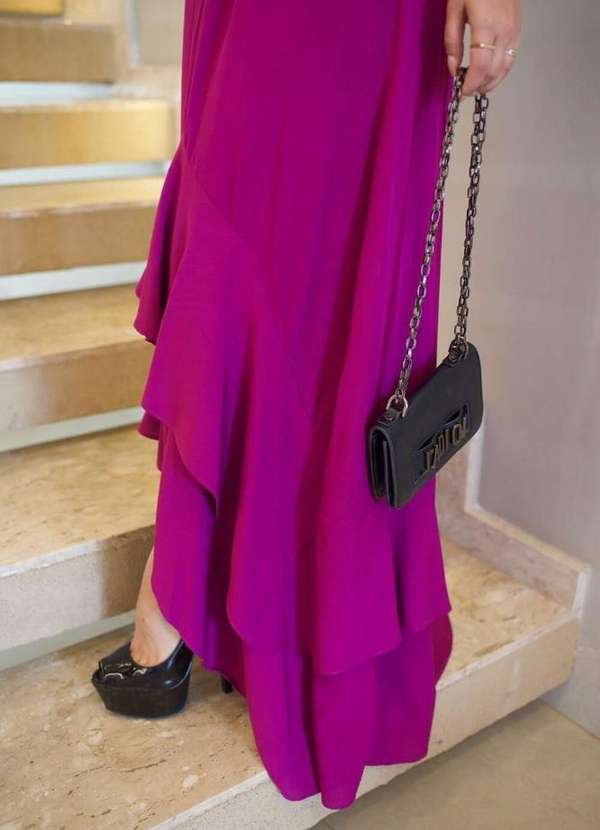 Kibella - Vestido Longo Mullet Babados Roxo 3