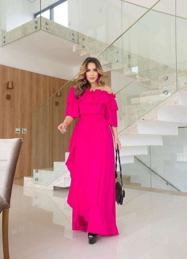 Kibella - Vestido Mullet Longo Pink Rosa