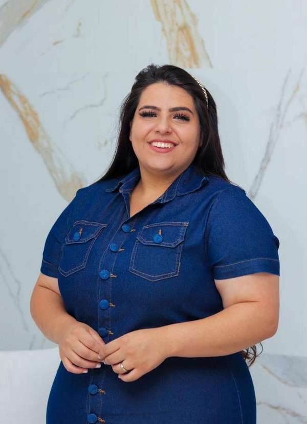 Kibella - Vestido Jeans Escuro Plus Size Azul 4