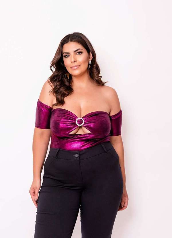 Ana Maya Curves - Body Plus Size Ombro a Ombro Roxo