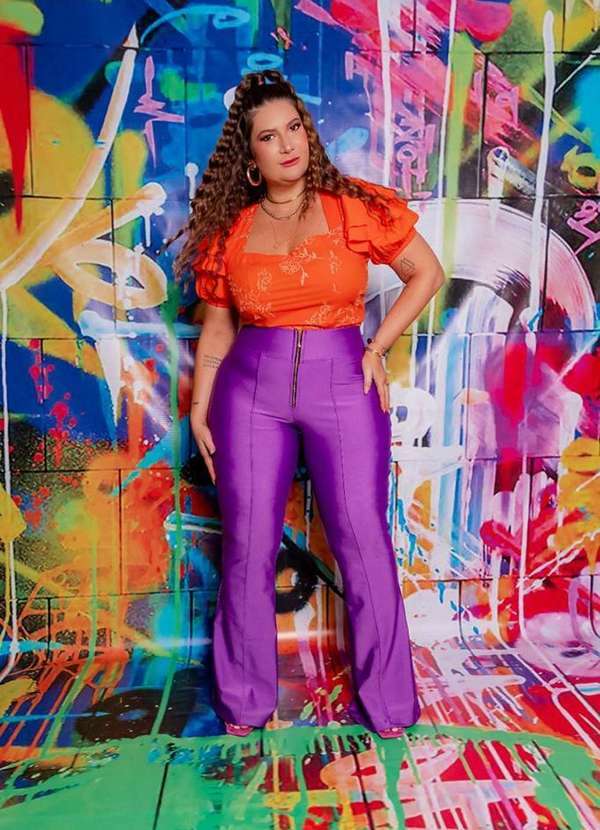 It Curves - Calca Plus Size Flare Prada Roxo