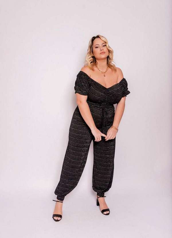 Conjunto Plus Size Brilho Preto Ana Maya Curves