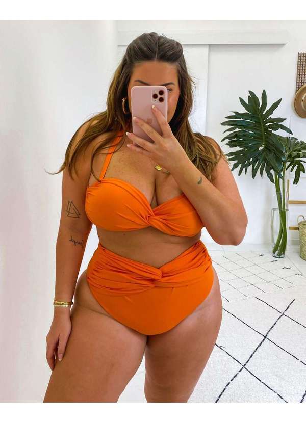 Predilects Plus - Biquini Plus Size com Transpasse Laranja