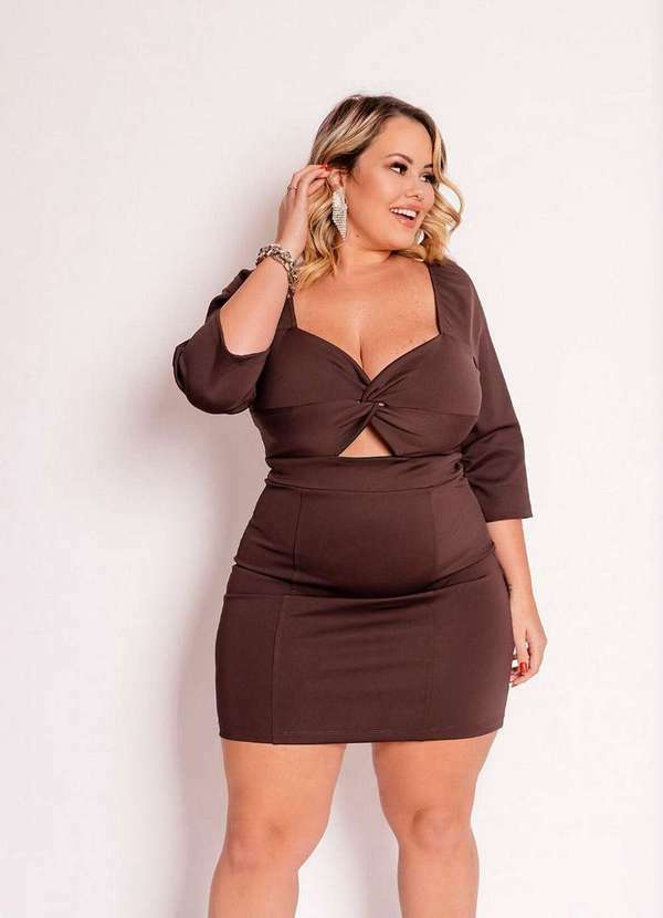 It Curves - Vestido Plus Size Curto Prada Marrom