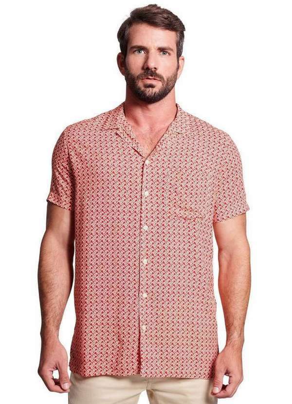 Reserva - Camisa Manga Curta Estampada Labirinto Vermelho Reserva Vermelho