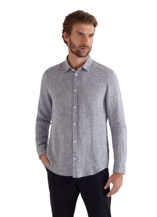 Reserva - Camisa Manga Longa Linho Elegante Reserva Marinho