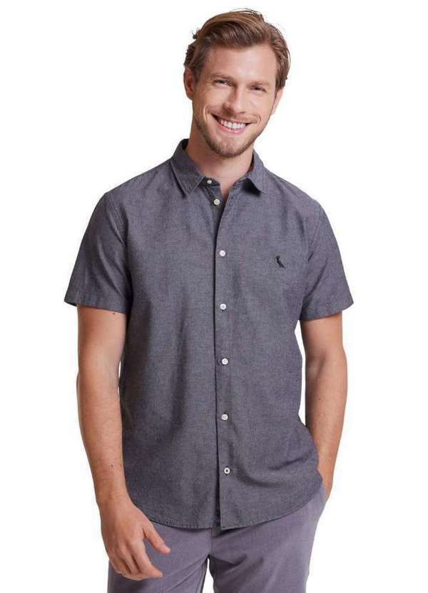 Reserva - Camisa Mc Pf Oxford Color Reserva Preto