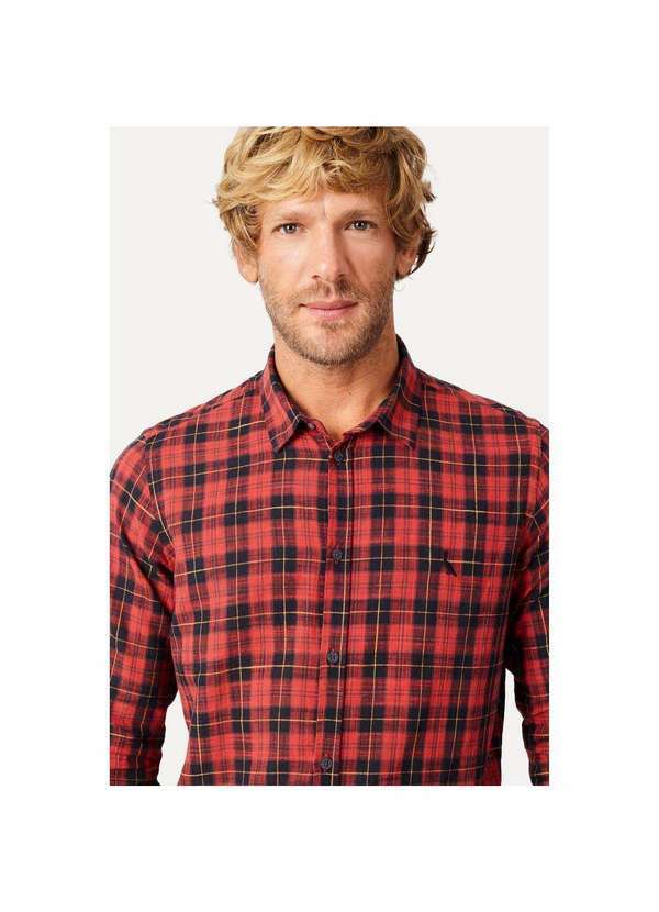 Reserva - Camisa Ml Flame Xadrez Tracker Reserva Vermelho