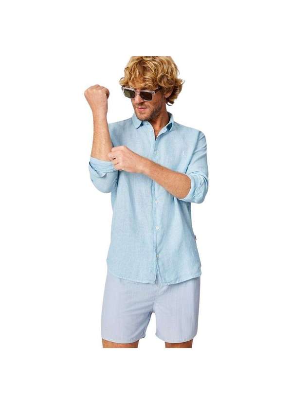 Reserva - Camisa Linho Tinturado Reserva Azul Ceu 3