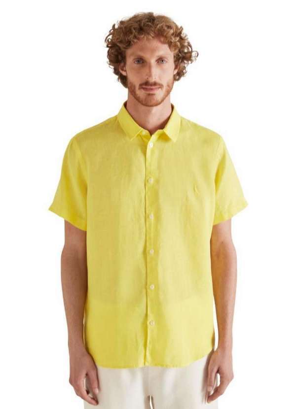 Reserva - Camisa Pf Mc Linho Reserva Amarelo Claro