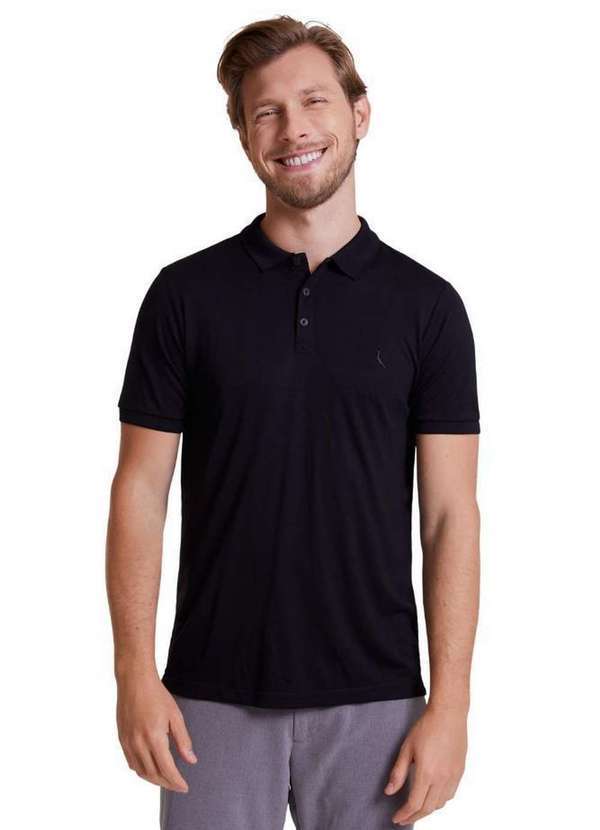 Reserva - Camisa Polo Piquet Básica Moderna Reserva Preto