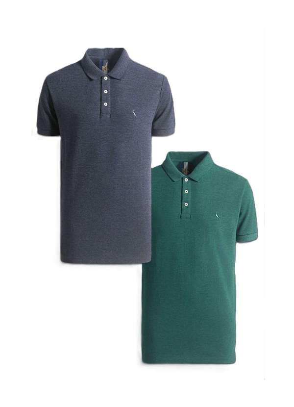 Reserva - Kit 2 Polos Manga Curta Piquet Enxuto Reserva Cinza/Verde
