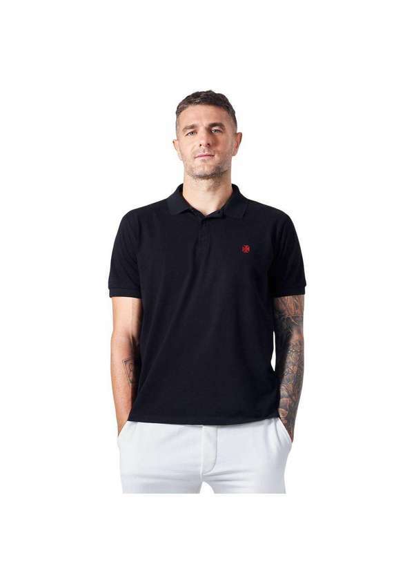 Reserva - Polo Bordado Cruz de Malta Vasco Reserva Preto