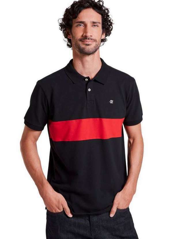 Reserva - Polo Piquet Flamengo Masculina Reserva Preto