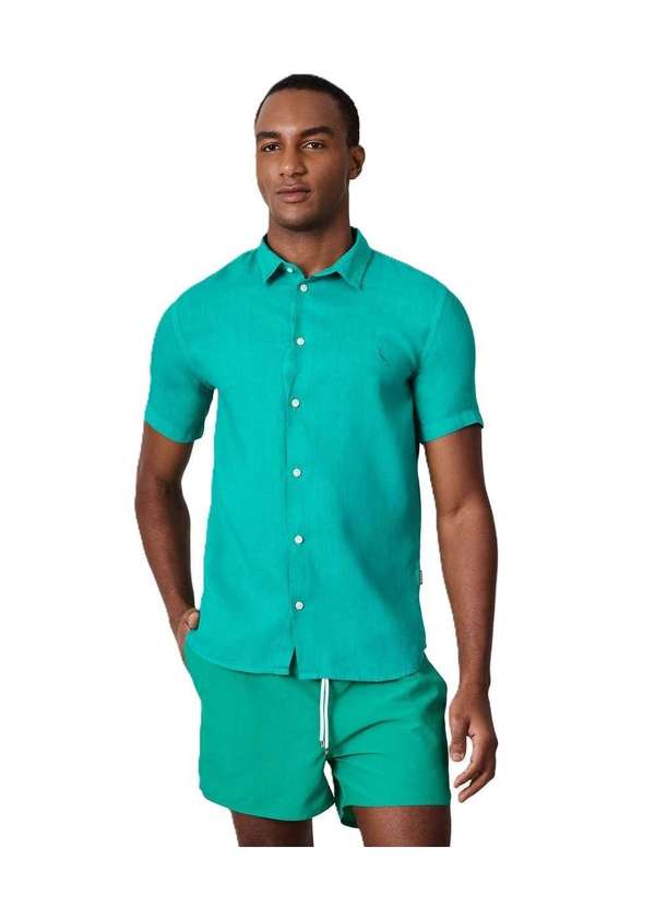 Reserva - Camisa Manga Curta Linho Tinturado Reserva Verde Bandeira